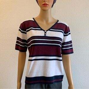 Christopher & Banks Medium, Women’s, Knit Shirt, Short Sleeved, Striped